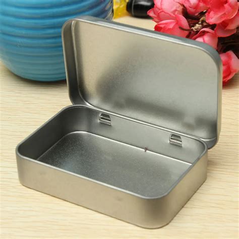 silver tin boxes metal flip box storage mint gum candy|2 Pcs Metal Hinged Tin Box Container Mini Portable .